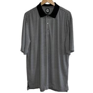 FOOTJOY Big & Tall‎ Black and White Stripe Short Sleeve Polo Shirt Size Large